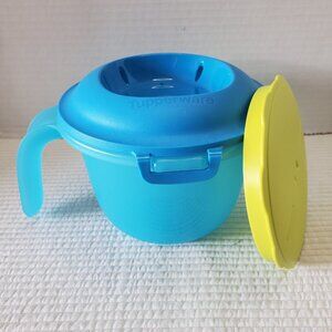 Tupperware Microwave Rice Vegetable Maker Steamer Cooker Blue Green 5x5.5 550ml